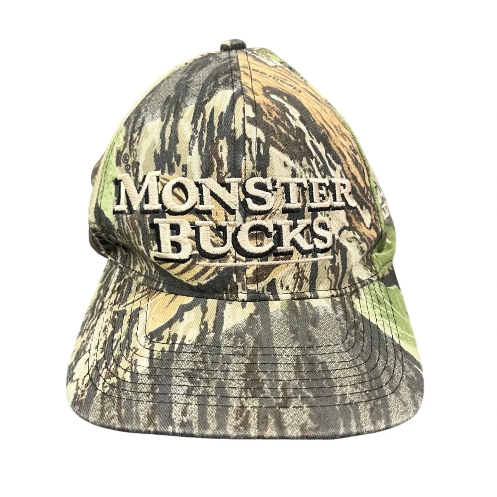 Team Realtree Monster Bucks Camo Hat Adjustable Strapback Hunting Baseball Cap